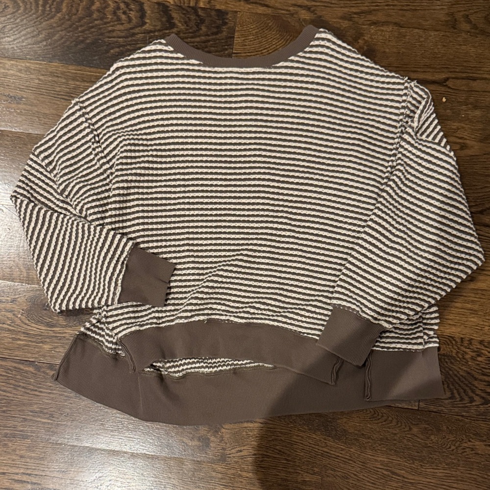 American Eagle Outfitters Brown and White Striped Sweater